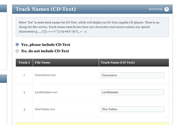 NEW! Add CD-Text to your project at no extra cost.