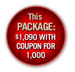 This package: $1,090 with coupon for 1,000 This package: $1,090 with coupon for 1,000